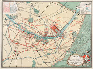 Map of the exhibition area  Paris  1889.