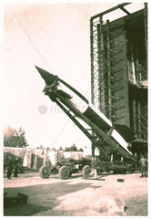V2 rocket on launch pad  Operation Backfire  Cuxhaven  Germany  1945.