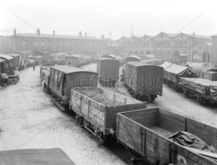 Goods depot at Birkenhead Docks  Merseyside  c 1924.