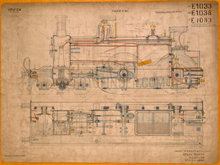 Drawing of 4-4-0 locomotive.