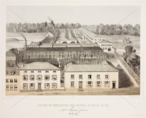 Railway construction workshops of the Brison brothers  Belgium  1830-1860.