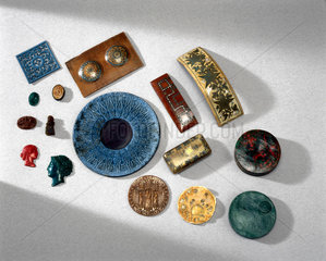 Objects made from Parkesine  1855-1891.