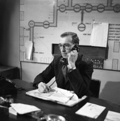 Telephoning the days orders at the City Office of Grand Union Canal  1950.