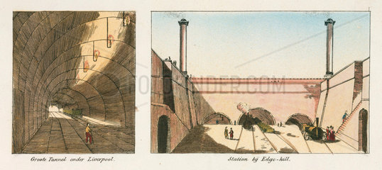 Two tunnels from the Liverpool & Manchester Railway  c 1830s.