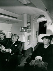 Passengers in the cabin of a Comet 1 during flight  1950s.