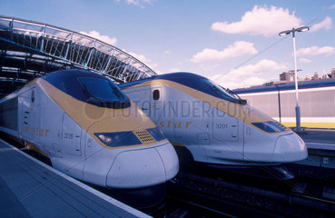 Two Eurostar trains.