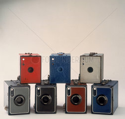 No 2 Portrait Brownie cameras in ‘fashion’ colours  1929-1935.