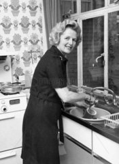 Margaret Thatcher washing up  October 1974.