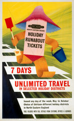 'Holiday Runabout Tickets  7 Days Unlimited Travel'  BR poster  1960.