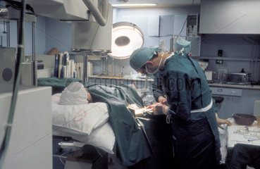 Open heart surgery  St George's Hospital  London  c 1979.