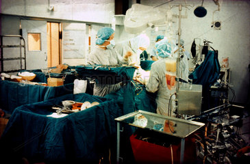 Open heart surgery  St George's Hospital  London  c 1979.