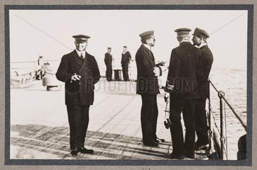 Officers on deck of battleship  c 1916.