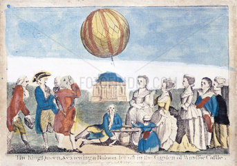 The Royal Family watching Argaudi’s balloon at Windsor Castle  1783.