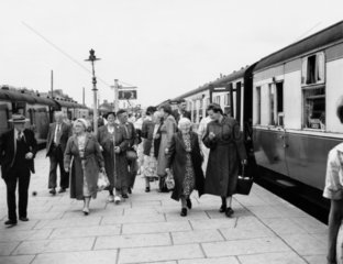 Passengers at Barmouth Station  1955.