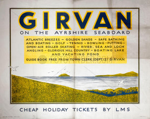 'Girvan on the Ayrshire Seaboard'  LMS poster  1940.