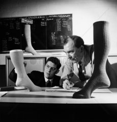 Wolsey sock designers study socks on mannequins  Leicester  1965.