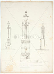 Diagrams of a gas lamp  1863.