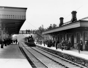 Llandrindod Wells station in Wales  c1905.