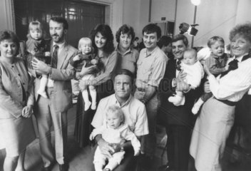 Brian Lieberman with ‘test tube’ babies  September 1988.