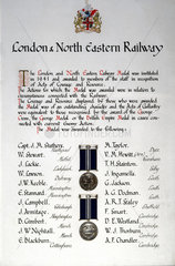 Roll of Honour detailing 22 recipients of t