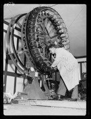 Man with a shoe manufacturing 'wheel'  1934.