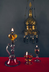 Floating wick lamp from a mosque  c c18th century.