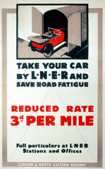 'Take Your Car by LNER’  LNER poster  1933.