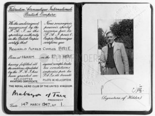 Reginald Alfred Charles Brie’s helicopter pilot’s licence  1947.