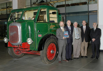 Five authors beside Foden truck  Science Museum  2003.