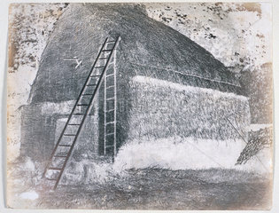 Talbot’s calotype negative of ‘The Haystack’ c 1842.