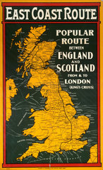 'East Coast Route’  GNR/NER/NBR poster  c 1900-1910.