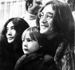 John Lennon  Yoko Ono  and John’s son Julian  c 1969.