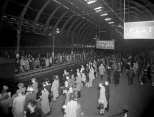 Holiday traffic at Paddington Station  London  7 August 1943.