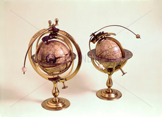 A pair of 3 inch celestial and terrestrial globes  1731-1747.