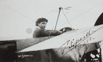 Tom Sopwith after winning first ‘Aerial Derby’ in a Bleriot monoplane  1912.