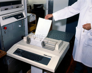 Computer printout of details of blood transfusion patients  1980.