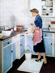 Advertisement featuring a housewife in apro
