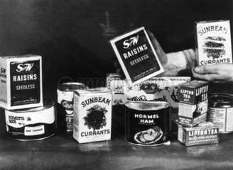 The contents of an American food parcel  1 December 1946.