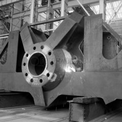 Welder works on large dragline casting  Ransomes and Rapier  Cranes  1960.