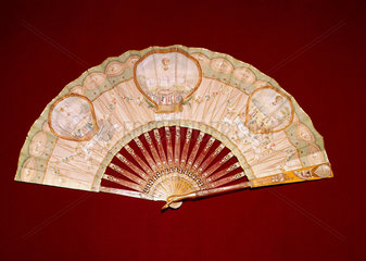 Fan celebrating three early ballooning achievements  France  1784.