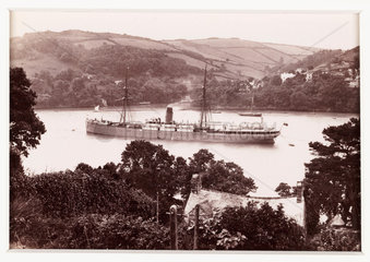'Dartmouth  Castle Line Steamship and Warfleet'  c 1880.