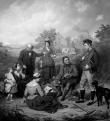 George Stephenson  English railway engineer and crowd  c 1840-1850.