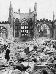 Ruins of Coventry Cathedral  World War Two  November 1940.