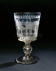 Goblet commemorating the opening of the Newcastle High Level Bridge  1850.