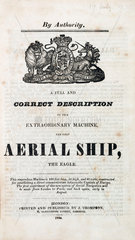 ‘Aerial Ship  the Eagle’  1834-1835.
