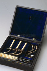 Set of tracheotomy instruments  c 1871-1900.