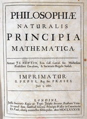 Title page to Newton's 'Principia Mathematica'  1687.