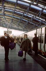 Passengers at Waterloo Station  London  1999.