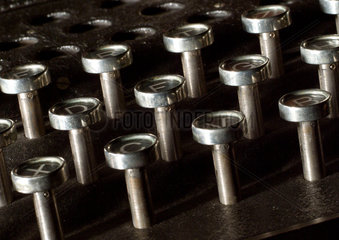Detail of keys of three-ring Enigma cypher machine  c 1930s.