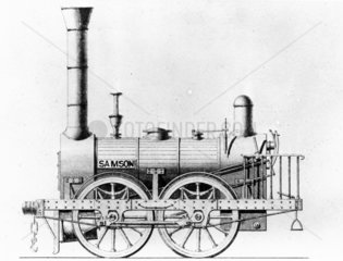 'Samson' locomotive  c 1830s. Drawing of an